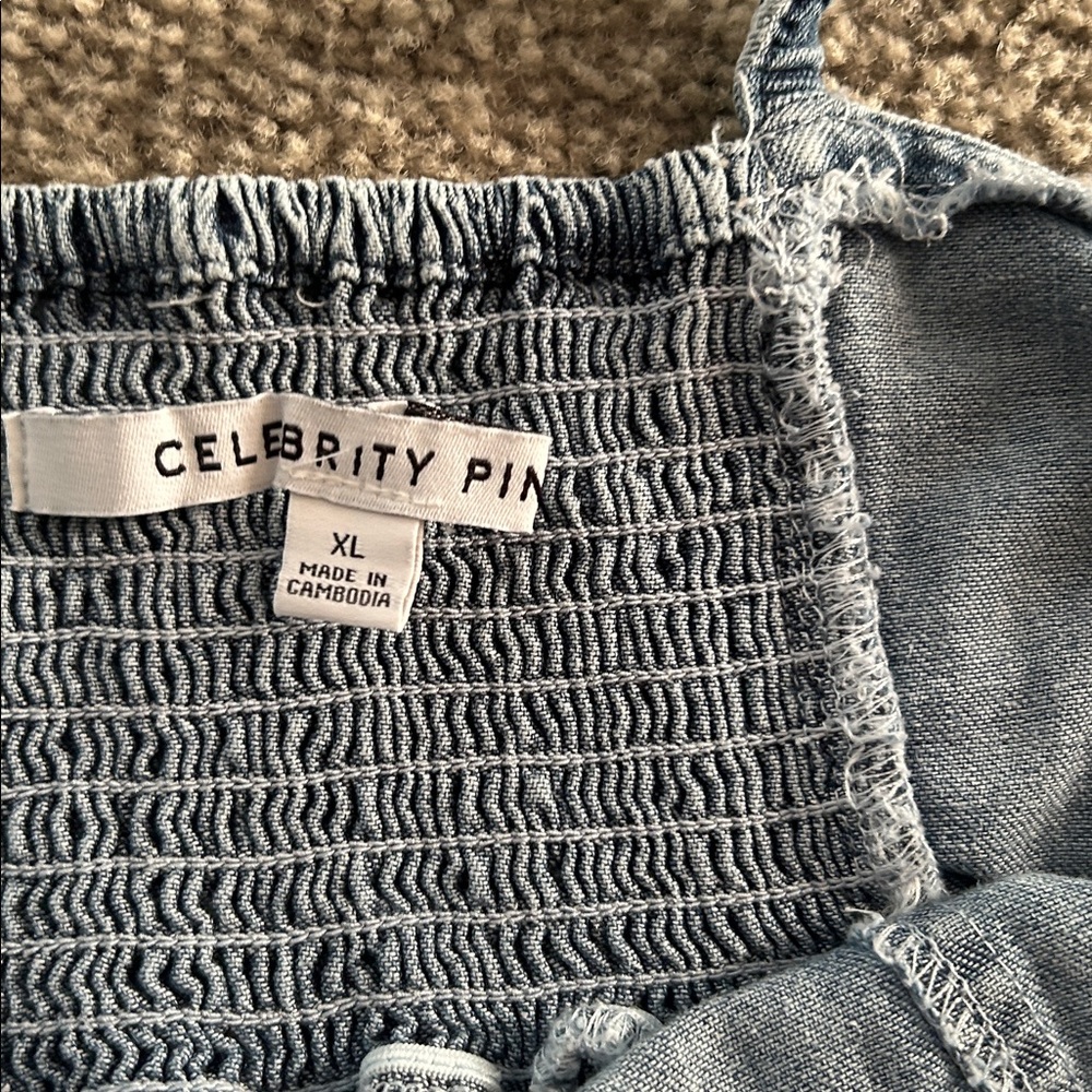 Celebrity Pink Denim Blue Peplum Top - Picture 6 of 8